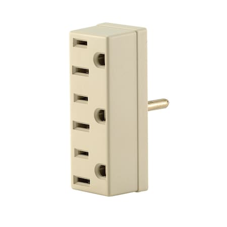 Leviton Plug Adapter, Outlet Tap, 5-15R, Ivory 00697-00I